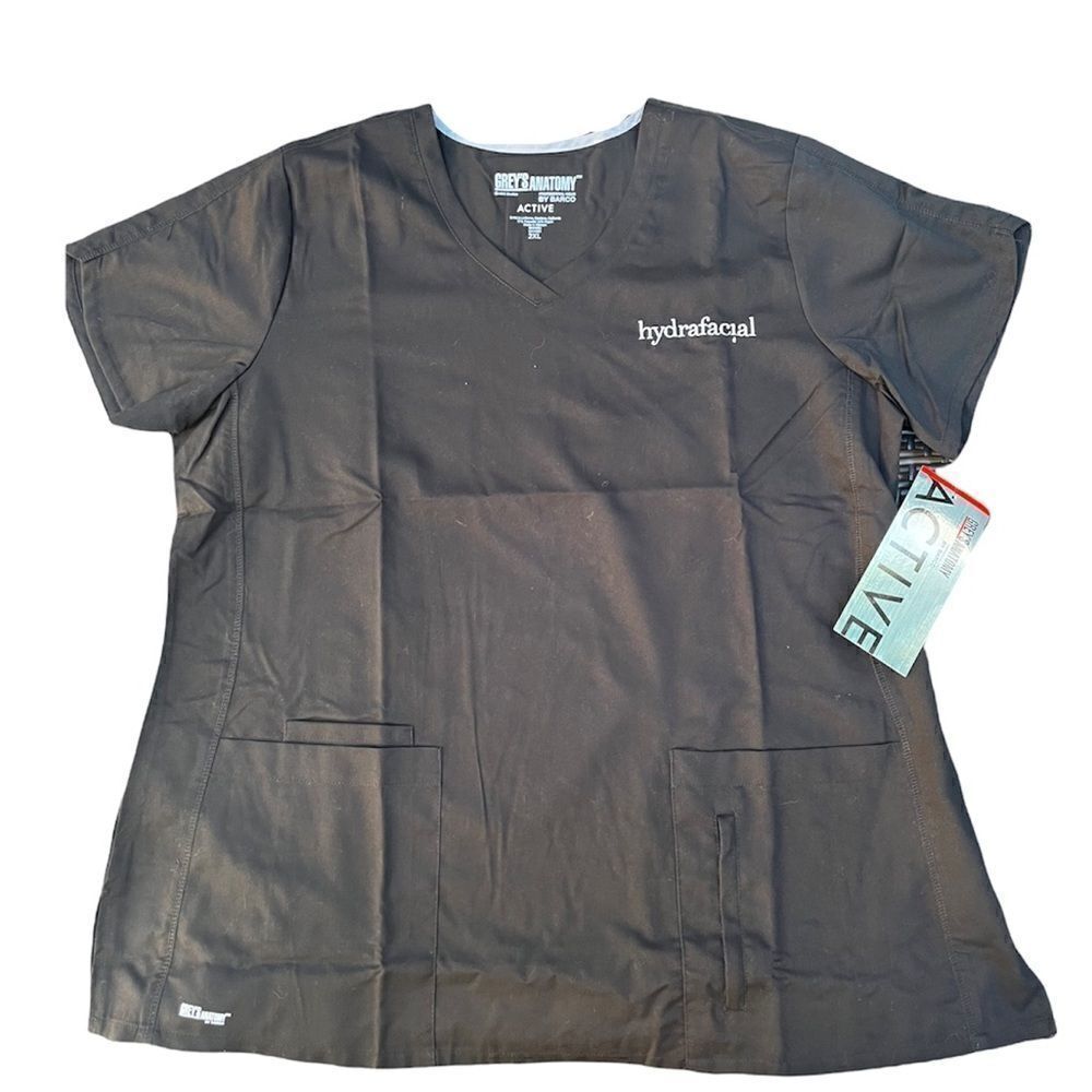 BARCO GREYS ANATOMY CORA V-NECK MEDICAL SCRUB TOP 4 POCKETS TULIP SLEEVE 2XL NWT